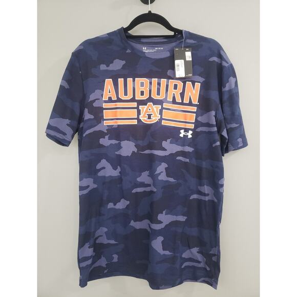 Auburn Tigers Shirt Mens Medium Blue‎ Camo Under Armour Performance Center Logo - Picture 1 of 4